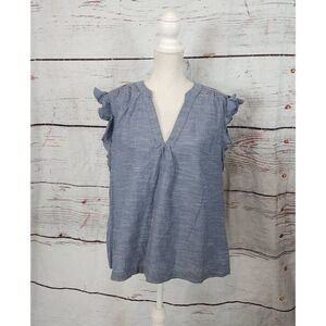 Sundance Chambray Flutter Sleeve Top Size Large